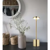 Globo LED Tischlampe, Metall, goldfarben, Touchdimmer, Akku, H34cm
