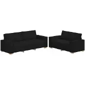 vidaXL 2-tlg. Sofagarnitur mit Kissen Schwarz Stoff