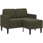 vidaXL 2er-Sofa mit Chaiselongue L-Form Armeegrün 125 cm Kunstleder