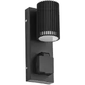 LINDBY Enerio Außenwandleuchte, IP44, GU10, schwarz, Steckdose, Aluminium - , Enerio, dimmbar, Schwarz, Aluminium, Modern