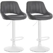 CLP 2er Set Barhocker Milet Kunstleder höhenverstellbar drehbar mit Rückenlehnen grau Material Gestell Metall matt weiss