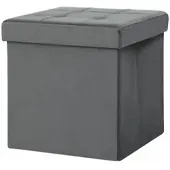 STILVORA Klappbarer Fußhocker Polyester Grau 38x38x38 cm mit Stauraum