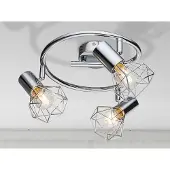 Meine Wunschleuchte Industrial LED Deckenstrahler Gitterlampen, 3 Drahtgeflecht Lampenschirme Silber
