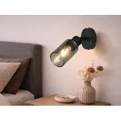 Meine Wunschleuchte LED Wandstrahler mit Rauchglas Lampenschirm, Spot schwenkbar, Höhe 17,5cm