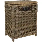 VIVANNO Wäschekorb Rattan CESTO Rechteckig, Natur geflochten - 50x35x66 cm