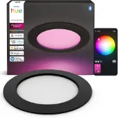 Philips Hue White & Color Ambiance Slim Downlight L – Smarter Einbaustrahler 170mm 12W 1500lm IP44 Zigbee & Matter – Schwarz 1er-Pack