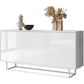 Lookway SIDEBOARD SANAYI auf weißem Gestell, Hochglanz Weiß