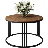 Lookway Runder Couchtisch LORI LOFT, Schwarz / Stirling Eiche