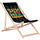 Greenblue Klassischer Liegestuhl aus Buchenholz GB183 mit dem Aufdruck „Summer Vibes“