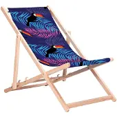 Greenblue Klassischer Liegestuhl aus Buchenholz GB183 mit Tukan-Aufdruck