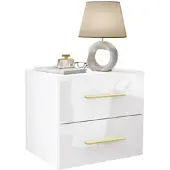 Lookway NACHTTISCH LINA LUX hängend mit Griffen und Hochglanzplatte – Griffe: Gold-Matt