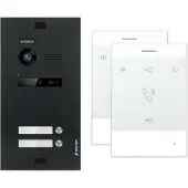 Balter EVO Schwarz 2-Draht BUS Talk Analoge Sprechstelle Türsprechanlage Set für 2 Familienhaus