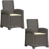 vidaXL Liegesessel Garten Rattan-Optik 2 pcs Hellgrau und Creme PP