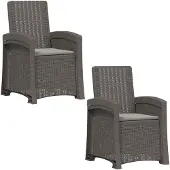 vidaXL Liegesessel Garten Rattan-Optik 2 Stk. Hellgrau PP