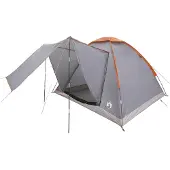 vidaXL Campingzelt 4 Personen Grau und Orange Polyester und Stahl