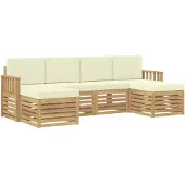 vidaXL Outdoor-Sofagarnitur 6 pcs Weiß und Creme 249 x 122,5 x 73 cm