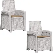 vidaXL Liegesessel Garten Rattan-Optik 2 Stk. Weiß und Taupe PP