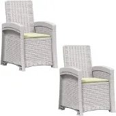 vidaXL Liegesessel Garten Rattan-Optik 2 Stk. Weiß und Creme PP