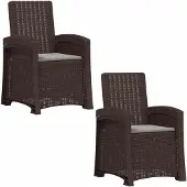 vidaXL Liegesessel Garten Rattan-Optik 2 Stk. Braun und Hellgrau PP