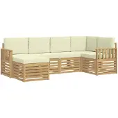 vidaXL Outdoor-Sofagarnitur 6 pcs Weiß und Creme Polyester
