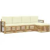 vidaXL Outdoor-Sofagarnitur 5 pcs Weiß und Creme 249 x 122,5 x 73 cm