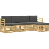 vidaXL Outdoor-Sofagarnitur 5 pcs Weiß und Anthrazit