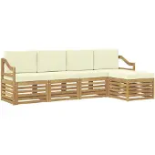 vidaXL Outdoor-Sofagarnitur 5 pcs Weiß und Creme 245 x 122,5 x 73 cm