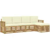 vidaXL Outdoor-Sofagarnitur 5 pcs Weiß und Creme 249 x 122,5 x 73 cm