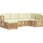 vidaXL Outdoor-Sofagarnitur 6 pcs Weiß und Creme Polyester