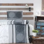 Optidream Renforcé Bettwäsche Viola 135x200 cm + 80x80 cm - weiß;grau
