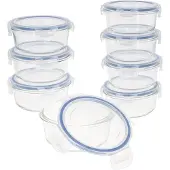 Markenlos Glasbehälter 580 ml - 8-teilig, luftdicht, mikrowellenfest, transparentes Design
