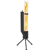 Albatros hochwertige Pelletfackel Schwarz | Raketenofen für den Garten | mit Glas Feuerrohr