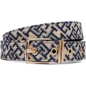 Tommy Hilfiger Synthetikgürtel "TH SQUARE" Jacquard-Gürtel mit doppelter Gürtelschlaufe und eckiger Schnalle