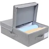 Famanu Aufbewahrungsbox mit Deckel – Faltbarer Organizer für Bücherregal oder Treppe, dunkelgrau