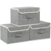 Famanu Aufbewahrungsboxen Set aus 3 Baumwolle und Leinen – waschbar und faltbar