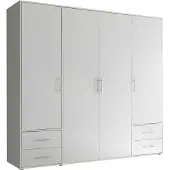 Schlafkontor Kleiderschrank Valencia - 206x60x195cm - 4 Türen und 4 Schubladen - weiß
