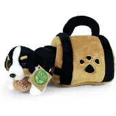 Rappa Plüschhund der Rasse Berner Sennenhund in einer Transportbox, 15 cm, ECO-FRIENDLY