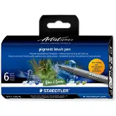 Staedtler - Brush Pen Pigment Blue/green 6 pcs assorted (371C6-8)