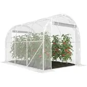 Outsunny Polytunnel-Gewächshaus, begehbares Gewächshaus mit verzinktem Stahlrahmen und UV-beständiger PE-Abdeckung, transparent