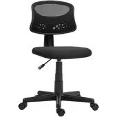 HOMCOM Ergonomischer Bürostuhl ohne Armlehnen höhenverstellbar Netzstuhl leise PU-Räder bis 120kg Schwarz