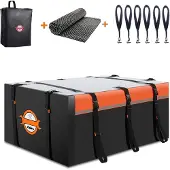 Famanu Softshell-Dachbox 595 Liter, PVC, mit Antislipmat und 6 Türhaken – Schwarz