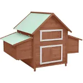 vidaXL Hühnerstall Mokka und Weiß 150x96x110 cm Massivholz Tanne