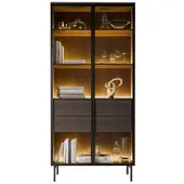 Lookway VITRINE LINEA LOFT mit LED-Beleuchtung Eiche + Schwarz
