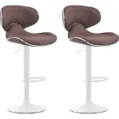 CLP 2er Set Barhocker Las Vegas V2 Stoff mit Fußstütze braun Gestell Farbe weiß