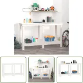 The Living Store Werkbank Weiß 140x50x80 cm Massivholz Kiefer