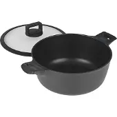 N8werk Aluguss-Kochtopf Hitze Indikator 28 cm 6 L Temperaturanzeige Deckel mit Silikon-Umrandung 3-fach Ilag Ultimate Versiegelung Alle Herdarten