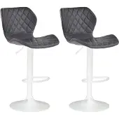 CLP 2er Set Barhocker Cork Kunstleder höhenverstellbar und 360 Grad drehbar | Farbe schwarz Gestell Farbe weiß