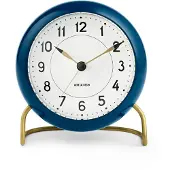 Arne Jacobsen – Station Tischuhr – Ø11 cm – Petrolblau & Weiß