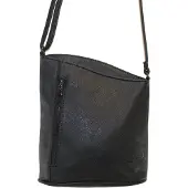 Jennifer Jones Leather Kleine Damen Handtasche asymmetrisch schwarz