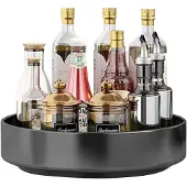 Markenlos Drehbares Kräuterregal 26 cm - Antirutsch Küchenorganizer aus Kohlenstoffstahl, schwarz